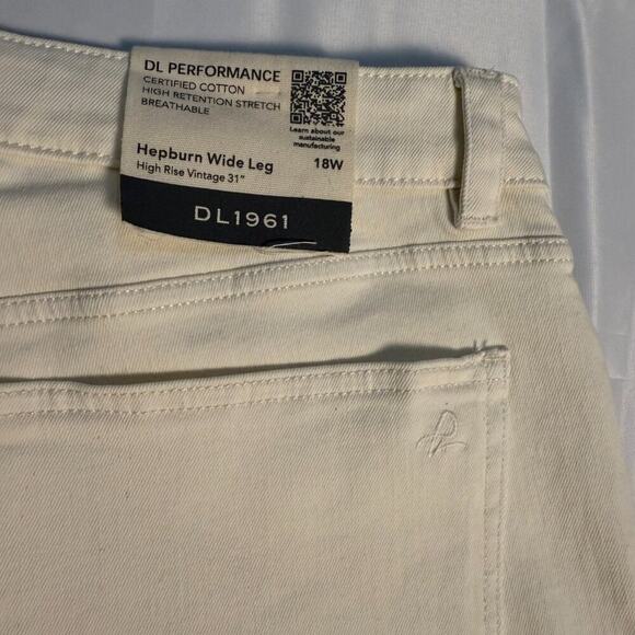 NWT DL1961 Hepburn Wide Leg High Rise Pants Eggshell 18W 31" Inseam - Picture 15 of 15